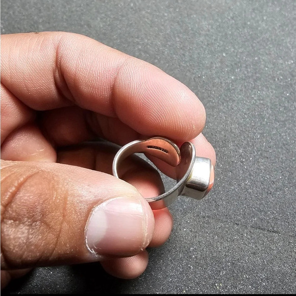 Taxco Mexico Sterling Silver 925 Pink Coral Statement Ring Size 5 Adjustable - Picture 5 of 9